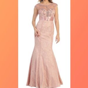 Embroidered Cap Sleeve Mermaid Dress